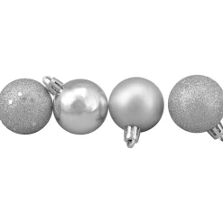 96ct Silver Shatterproof 4 Finish Christmas Ball Ornaments 1.5" (40mm) Shatterproof Balls