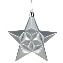 12ct Silver Splendor Shatterproof Star Christmas Ornaments 5" Symbols