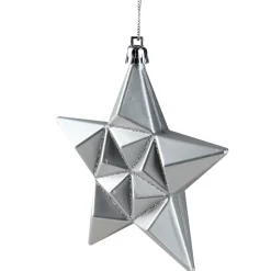 12ct Silver Splendor Shatterproof Star Christmas Ornaments 5" Symbols