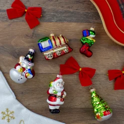 Sale 5ct Vibrantly Colored Festive Holiday Christmas Figurine Ornaments 3.5" Santa Claus