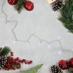50ct White LED Wide Angle Christmas String Lights, 16.25ft White Wire Led