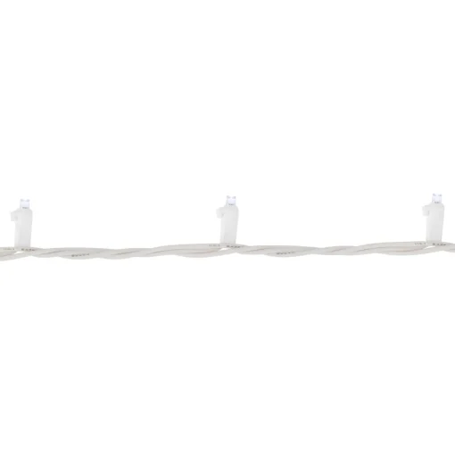 50ct White LED Wide Angle Christmas String Lights, 16.25ft White Wire Led