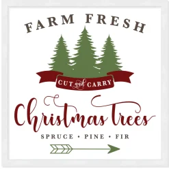 Discount Cut and Carry Christmas Tree Farm 17.5" x 17.5" Framed Christmas Wall Decor Sign Poster in a Natural Wooden Frame with UV Acrylic and Hangers Wall