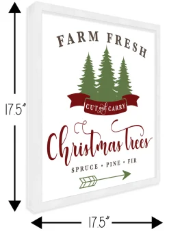 Discount Cut and Carry Christmas Tree Farm 17.5" x 17.5" Framed Christmas Wall Decor Sign Poster in a Natural Wooden Frame with UV Acrylic and Hangers Wall