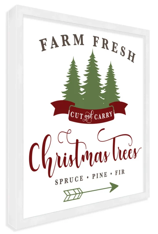 Discount Cut and Carry Christmas Tree Farm 17.5" x 17.5" Framed Christmas Wall Decor Sign Poster in a Natural Wooden Frame with UV Acrylic and Hangers Wall