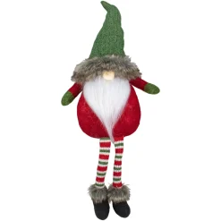 Discount Dangling Legs Plush Sitting Gnome Christmas Figure - 25" - Red and Green Gnomes