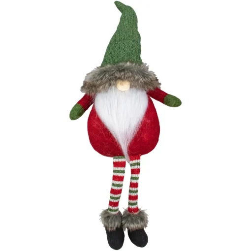 Discount Dangling Legs Plush Sitting Gnome Christmas Figure - 25" - Red and Green Gnomes