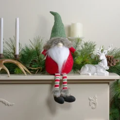 Discount Dangling Legs Plush Sitting Gnome Christmas Figure - 25" - Red and Green Gnomes
