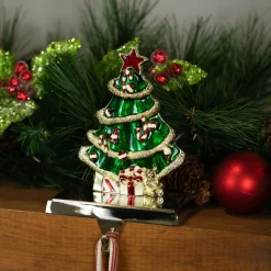 Clearance Decorated Christmas Tree Metal Stocking Holder - 6" Stocking Holders