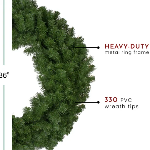 Deluxe Windsor Pine Artificial Christmas Wreath - 36-Inch, Unlit Unlit