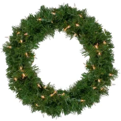 Deluxe Windsor Pine Artificial Christmas Wreath - 18" - Clear Lights Pre Lit