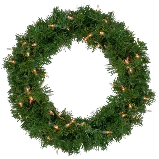 Deluxe Windsor Pine Artificial Christmas Wreath - 18" - Clear Lights Pre Lit