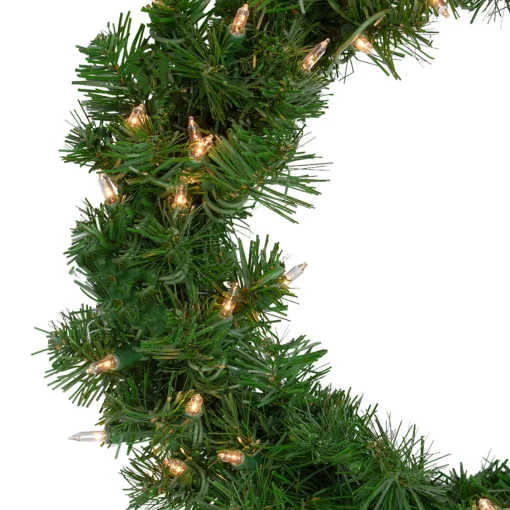 Deluxe Windsor Pine Artificial Christmas Wreath - 18" - Clear Lights Pre Lit