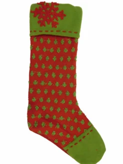 Clearance Embellished Red & Green Polka Dot Christmas Holiday Stocking Stockings