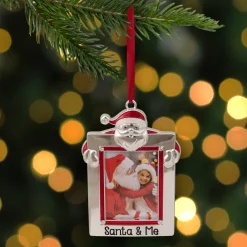 Discount Embellished "Santa and Me" Photo Frame Christmas Ornament - 3.5" - Silver and Red Photo Frames