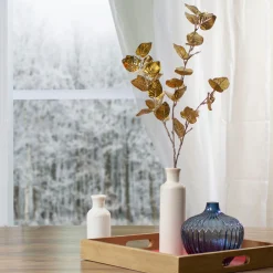 Hot Eucalyptus Artificial Christmas Spray - 34" - Metallic Gold Sprays, Picks & Branches