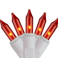 Clearance Everglow Icicle Christmas Lights - Amber Orange - White Wire - 100ct Incandescent