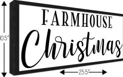 Hot Farmhouse Christmas 10.5" x 25.5" Framed Christmas Wall Decor Art Print Sign Poster in a Black Wooden Frame with UV Acrylic and Hangers Wall