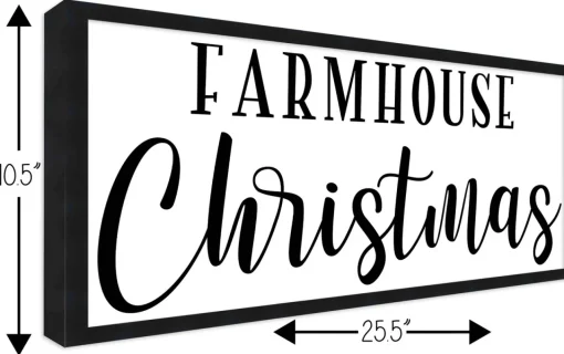 Hot Farmhouse Christmas 10.5" x 25.5" Framed Christmas Wall Decor Art Print Sign Poster in a Black Wooden Frame with UV Acrylic and Hangers Wall