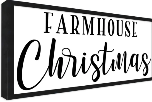 Hot Farmhouse Christmas 10.5" x 25.5" Framed Christmas Wall Decor Art Print Sign Poster in a Black Wooden Frame with UV Acrylic and Hangers Wall