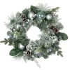 Discount Flocked Pine Artificial Christmas Wreath with Iridescent Ornaments, 24-Inch, Unlit Unlit