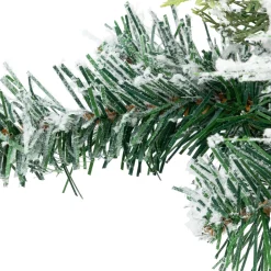 Flocked Pine Triple Candle Holder with Iridescent Christmas Ornaments - 30