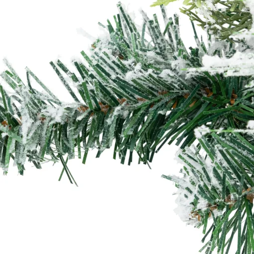 Flocked Pine Triple Candle Holder with Iridescent Christmas Ornaments - 30" Candle Holders