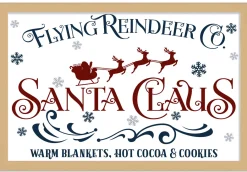 Best Flying Reindeer Company 12.5" x 17.5" Framed Christmas Wall Decor Art Print Sign Poster in a Natural Wooden Frame with UV Acrylic and Hangers Wall