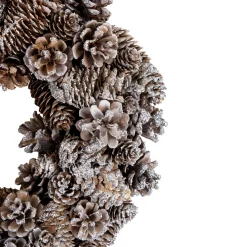 Clearance Frosted Assorted Pinecone Decorative Christmas Wreath, 13.5-Inch, Unlit Unlit