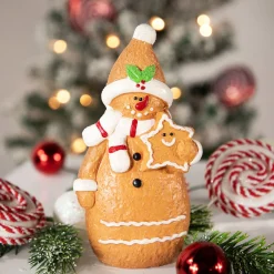 Best Frosted Gingerbread Snowman with Star Cookie Christmas Figurine - 7.5" Snowmen