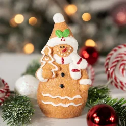 Sale Frosted Gingerbread Snowman with Cookie Tree Christmas Figurine - 5.75" Snowmen