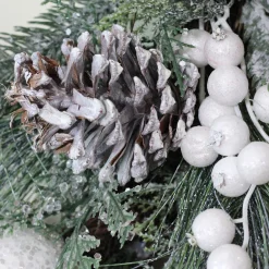 Best Frosted Mixed Pine and Pine Cone Artificial Christmas Wreath, 24-inch, Unlit Unlit