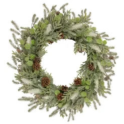 Hot Frosted Pine and Pinecone Christmas Wreath, 30-Inch, Unlit Unlit