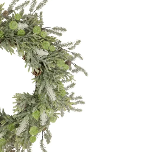 Hot Frosted Pine and Pinecone Christmas Wreath, 30-Inch, Unlit Unlit