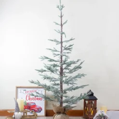 Best Frosted Slim Pine Artificial Christmas Tree in Burlap Base - 5' - Unlit Unlit