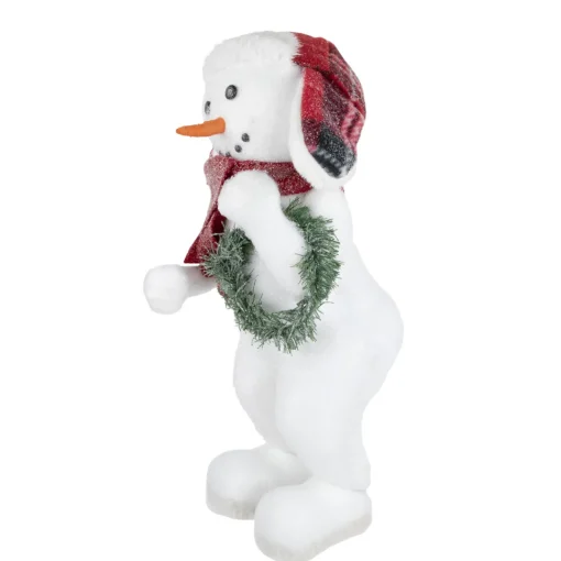 Discount Frosted Snowman with Wreath Christmas Figure - 16" Snowmen