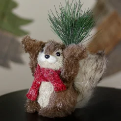 Clearance Frosted Standing Squirrel with Pine Sprig and Scarf Christmas Figurine - 7" Animals