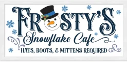 Sale Frosty's Snowflake Cafe 8.5" x 17.5" Framed Christmas Wall Decor Art Print Sign Poster in a Natural Wooden Frame with UV Acrylic and Hangers Wall