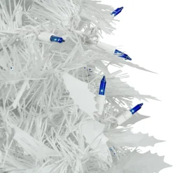 Best 6ft Lighted White Tinsel Pop-Up Artificial Christmas Tree, Blue Lights Pop Up