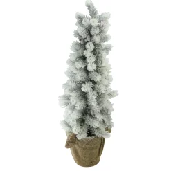 Sale 2ft Potted Flocked Mini Pine Slim Christmas Tree with Berries - Unlit Potted