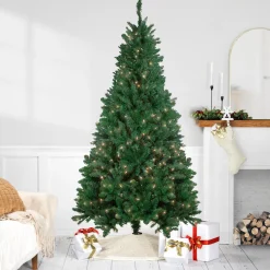 New 7.5ft Pre-Lit Ravenna Pine Artificial Christmas Tree - Warm White LED Lights Pre-Lit