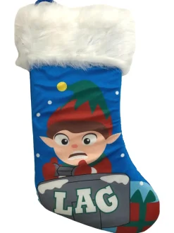 Outlet Fuzzy Blue Elf Video Gamer Lag Holiday Christmas Stocking Stockings