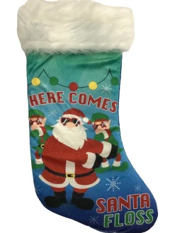 Hot Fuzzy Blue Santa Floss Dance Video Gamer Holiday Christmas Stocking Stockings