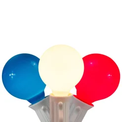 G40 Globe Christmas Light Set - Red, White and Blue - 9' White Wire - 10ct Globes