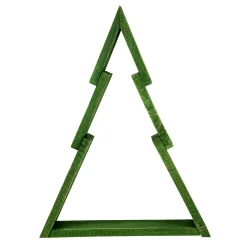 Discount Geometric Wooden Christmas Tree Display - 12" - Green Trees
