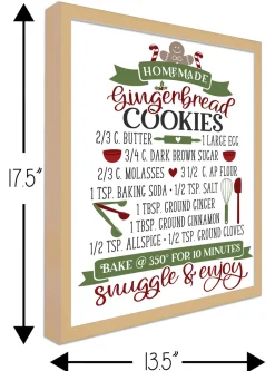 Sale Gingerbread Cookie Recipe 13.5" x 17.5" Framed Christmas Wall Decor Art Print Sign Poster in a Natural Wooden Frame with UV Acrylic and Hangers Wall