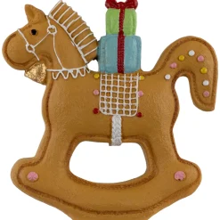 Clearance Gingerbread Rocking Horse with Presents Christmas Figurine - 7.25" Animals