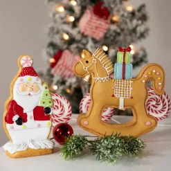Clearance Gingerbread Rocking Horse with Presents Christmas Figurine - 7.25" Animals
