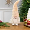 Online Girl Gnome in Faux Fur Hat Christmas Figure - 12" - Beige Gnomes