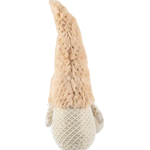 Online Girl Gnome in Faux Fur Hat Christmas Figure - 12" - Beige Gnomes